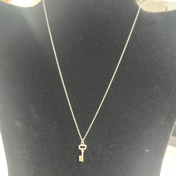 Authentic Tiffany & Co. Sterling Silver Key Pendant Necklace AG925 For Women - Picture 2 of 7